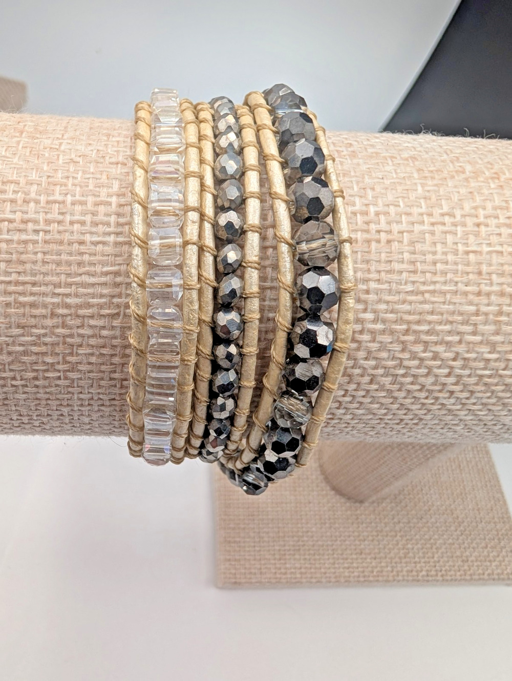 Victoria Emerson wrap bracelet beaded gemstone stone 24" Sparkle Rhinestones
